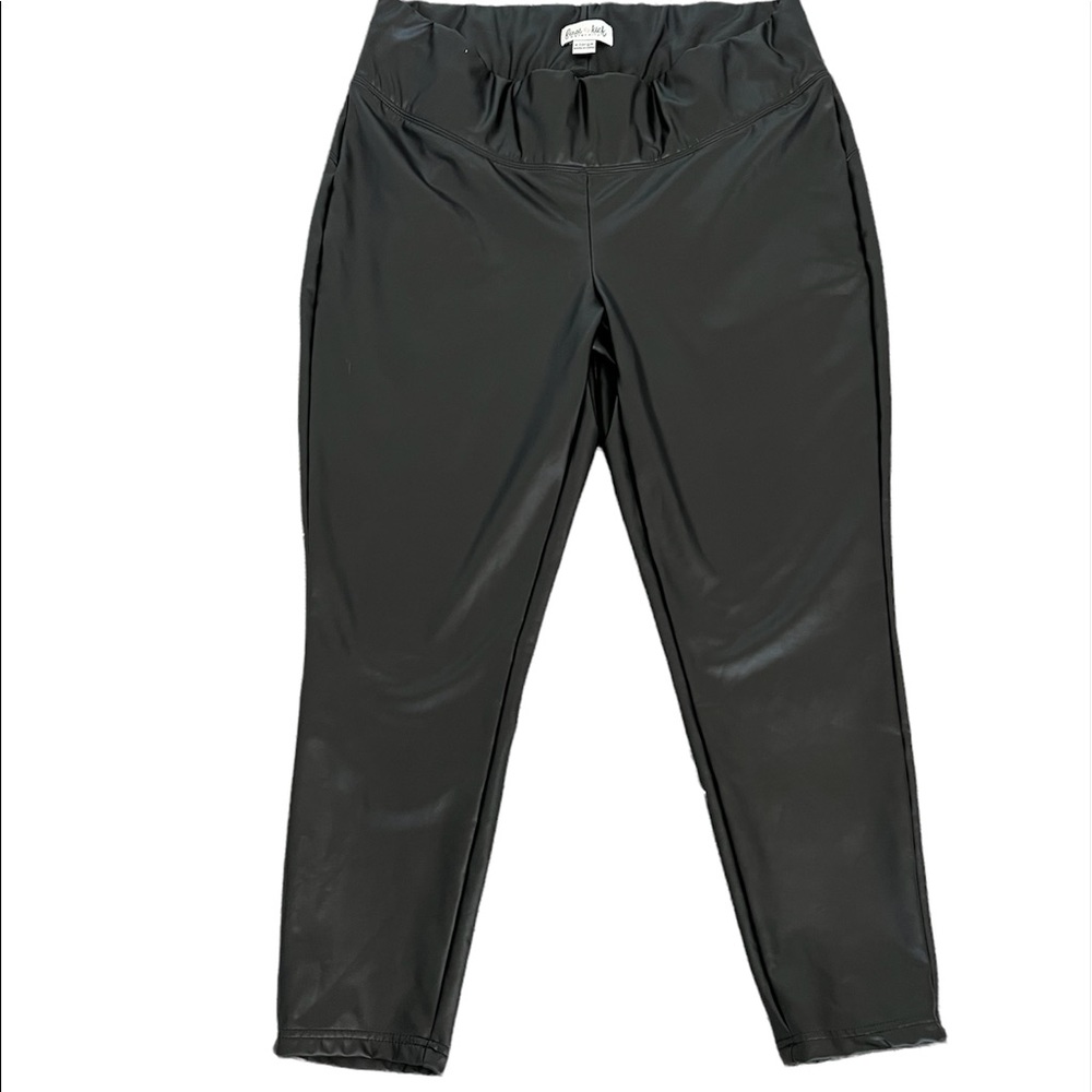 First Kick Black Leather Maternity Pants XL‎